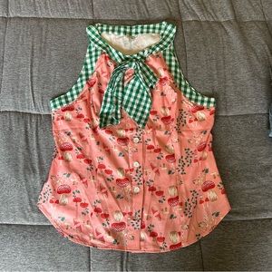 UNIQUE VINTAGE Bow Neck Mushroom Blouse